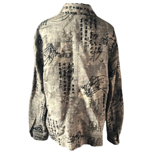 Chico’s Oriental Print Silk & Linen Pocket Shirt - Picture 8 of 11